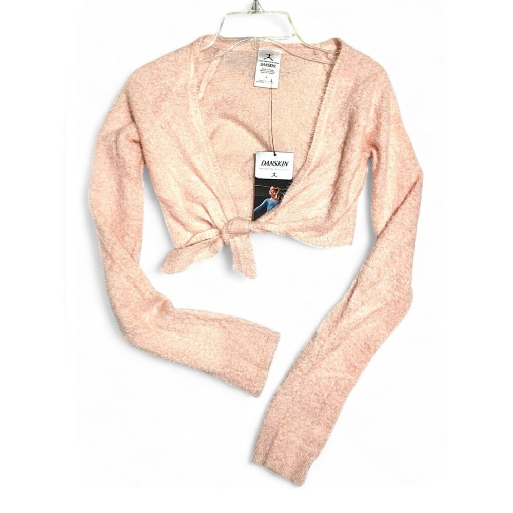 Danskin Pink Knit Tie-Front Bolero